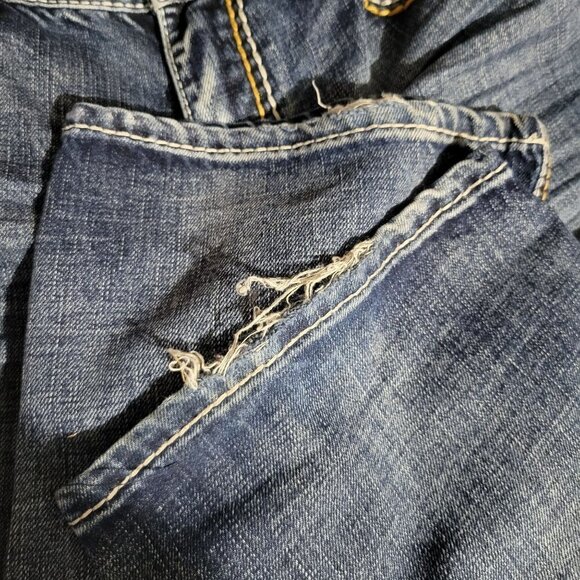 CJ Black Men's 38x32 Relaxed Straight Flap Pocket High Rise Blue Denim Jeans - Picture 8 of 12